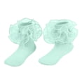 thumbnail image 1 of SUXIAN Thin Lace Pure Color Combed Cotton Edge Socks for Girls Student Dance Socks for Girls Ages 6 to 18 Years Light Green 1-3 Years, 1 of 3
