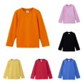 thumbnail image 1 of SUXIAN Toddler Boy Shirts Solid Long Sleeve Basic Round Neck Tee Casual Boys T Shirts Orange 18-24 Months, 1 of 3