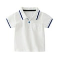 thumbnail image 1 of SUXIAN Boys Shirts Short Sleeve Casual Solid Collar Classic Top For Toddler Kids Holiday Summer Toddler Boy Shirts White 12-18 Months, 1 of 4