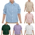 thumbnail image 1 of SUXIAN Toddler Boy Shirts Solid Long Sleeve Turn Down Collar Classic Button Down Style Boys Shirt Blue 6-12 Months, 1 of 5