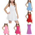 thumbnail image 1 of SUXIAN Toddler Dresses Summer Sleeveless Solid Color Slim Fit Tennis Casual Outdoor Play Comfortable Kids Dress for Girls White 6-7 Years, 1 of 4