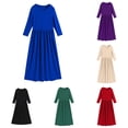 thumbnail image 1 of SUXIAN Toddler Girl Dresses Long Sleeve Round Neck Solid Loose Casual Dress Kids Summer Dresses for Girls Blue 6-7 Years, 1 of 4