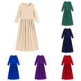 thumbnail image 1 of SUXIAN Toddler Girl Dresses Long Sleeve Round Neck Solid Loose Casual Dress Kids Summer Dresses for Girls Khaki 3-4 Years, 1 of 4