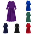 thumbnail image 1 of SUXIAN Toddler Girl Dresses Long Sleeve Round Neck Solid Loose Casual Dress Kids Summer Dresses for Girls Purple 3-4 Years, 1 of 4