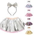 thumbnail image 1 of SUXIAN Toddler Girl Skirts Carnival Gold Foil Tutu With Hairband Set Dance Party For Kids Girls Skirt Silver 2-4 Years, 1 of 4