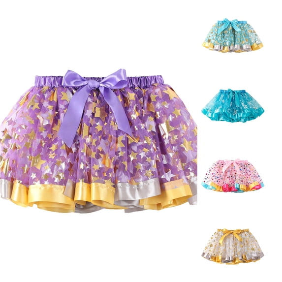 SUXIAN Toddler Girl Skirts Carnival Star Polka Dot Mesh Tutu Ballet Dance Party Outfit For Kids Girls Skirt Purple_002 9-11 Years