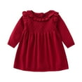 thumbnail image 1 of SUXIAN Toddler Girl Sweater Solid Knit Long Sleeve Thick Dress for Babies Kids Spring Winter Fashion Red 3-4 Years, 1 of 2