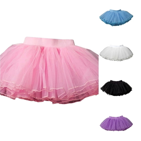 SUXIAN Toddler Girls Skirts Ballet Dance Tutu Layered Flared Elastic Waistband Party Performance For Kids Girls Skirt Pink 9-10 Years
