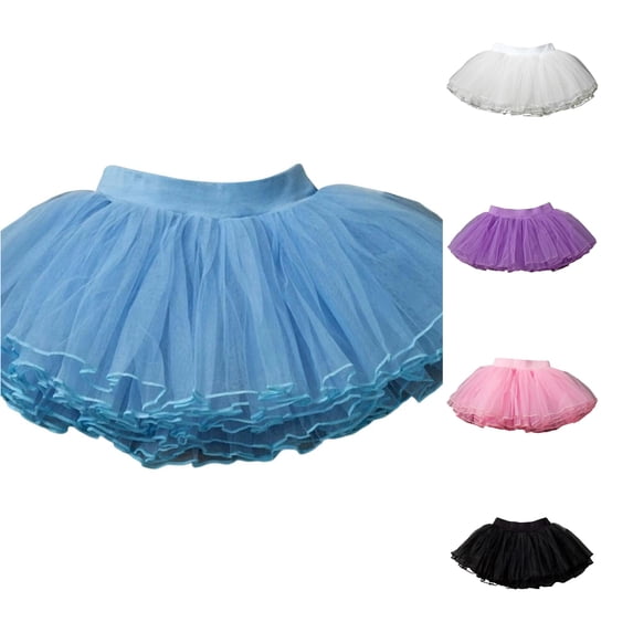 SUXIAN Toddler Girls Skirts Ballet Dance Tutu Layered Flared Elastic Waistband Party Performance For Kids Girls Skirt Sky Blue 3-4 Years