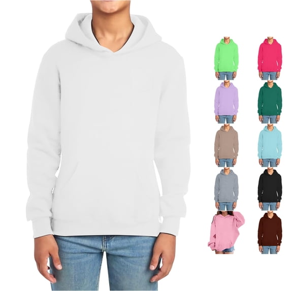 SUXIAN Toddler Hoodie Boy Solid Long Sleeve Pullover Lined Casual Cozy Outerwear For Toddler To Hoodie Kids White_002 10-11 Years
