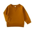 thumbnail image 1 of SUXIAN Toddler Kids Baby Boy Girl Crewneck Sweatshirt Long Sleeve Solid Color Pullover Top Casual Spring Fall Brown 2-3 Years, 1 of 9