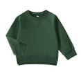thumbnail image 1 of SUXIAN Toddler Kids Baby Boy Girl Crewneck Sweatshirt Long Sleeve Solid Color Pullover Top Casual Spring Fall Green 6-12 Months, 1 of 4