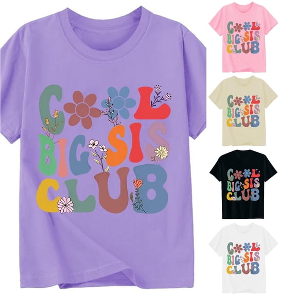 SUXIAN Toddler Shirts Casual Letter Print Round Neck Short Sleeve Tee Style 1 T Shirts For Kids Purple_001 12-13 Years