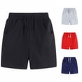 thumbnail image 1 of SUXIAN Toddler Shorts Boys Solid Comfort Soft Sport Jogger Casual Pants Boys Shorts Brushed Elastic Waist Loungewear Black 5-6 Years, 1 of 7