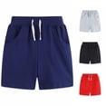 thumbnail image 1 of SUXIAN Toddler Shorts Boys Solid Comfort Soft Sport Jogger Casual Pants Boys Shorts Brushed Elastic Waist Loungewear Blue 4-5 Years, 1 of 6