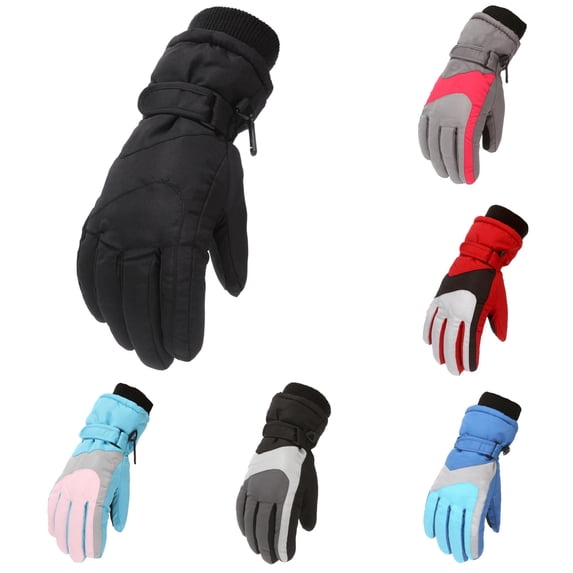 SUXIAN Toddler Ski Gloves Warm Windproof Winter Gloves for Outdoor Skating Skiing Snowboarding Boys and Girls Youth Ski Gloves Black_005 L