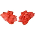 thumbnail image 1 of SUXIAN Toddler Socks Floor Summer Solid Color Lace Thin Breathable Autumn Fashion for Age 1 to 8 Years Forest Style with Bow Cotton Lace Edge Baby Girl Ruffle Socks Red 5-8 Years, 1 of 4