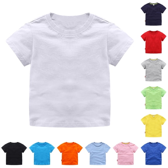 SUXIAN Toddler T Shirts Organic Short Sleeve Crewneck Basic Tee Classic Fit Soft Tshirt Kids White 2-3 Years