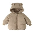 thumbnail image 1 of SUXIAN Toddler Winter Coat Boys Girls Long Sleeve Bear Ears Warm Outwear Jacket Outerwear Khaki 3-4 Years, 1 of 4
