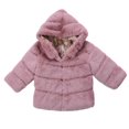 thumbnail image 1 of SUXIAN Toddler Winter Coat Girls Fall Fashionable Collar Solid Warm Hooded Woolen Jacket Coats Pink 5-6 Years, 1 of 8
