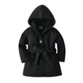 thumbnail image 1 of SUXIAN Toddler Winter Coat Girls Long Sleeve Warm Woolen Hooded with Belt Solid Color for Baby Black 2-3 Years, 1 of 6