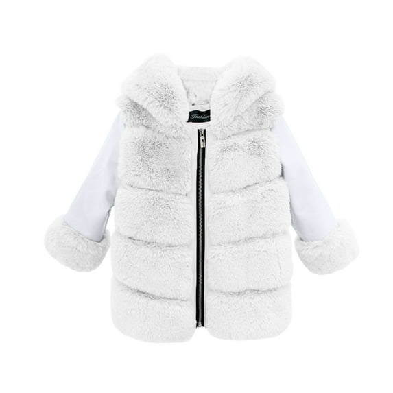 SUXIAN Toddler Winter Jacket Girls Fashion Fall Winter Cardigans Fuzzy Lightweight Warm Coats White 6-7 Years