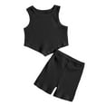 thumbnail image 1 of SUXIAN Toddlers Girls Summer Fashion Casual Clothes Skirts Solid Color Strip Vest Top Outfits Set Comfortable Clothing Set Black 5Y, 1 of 4