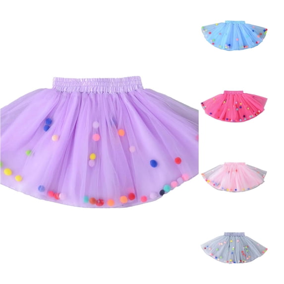 SUXIAN Tulle Skirt Carnival Colorful Mesh Tutu Short Dance Party For Girls Girls Skirts Purple 7-8 Years