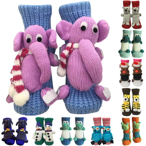 SUXIAN Unisex 3D Cartoon Knit Crew Socks, Non- Silicone Grip Warm ...