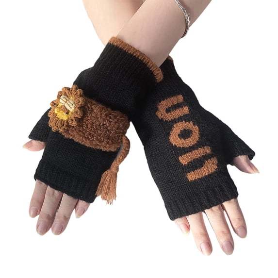 SUXIAN Warm Winter Knit Motif Half Finger For Cozy Hand Knit Mittens ...
