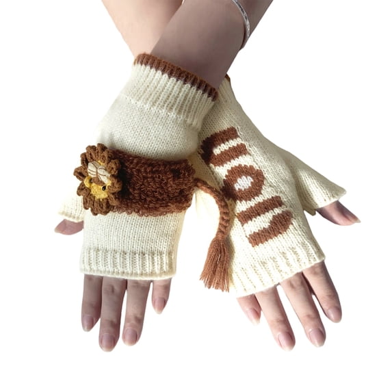 SUXIAN Warm Winter Knit Motif Half Finger For Cozy Hand Knit Mittens ...