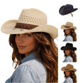 thumbnail image 1 of SUXIAN Western Cowboy Hat for Women Men Hollow Straw Sun Shade Hat Summer Outdoor, 1 of 4