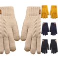 thumbnail image 1 of SUXIAN Winter Gloves Thick Double Layer Knitted Label Cold Proof Warm Solid Color Screen Finger Cold Weather Gloves Beige One Size, 1 of 3