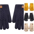 thumbnail image 1 of SUXIAN Winter Gloves Thick Double Layer Knitted Label Cold Proof Warm Solid Color Screen Finger Cold Weather Gloves Navy One Size, 1 of 3