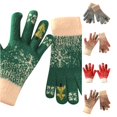 thumbnail image 1 of SUXIAN Winter Gloves Women Christmas Fingerless Touchscreen Knitted Five Finger Thermal Warmth Festive Holiday Gloves Winter Womens Dark Green One Size, 1 of 3