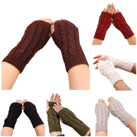 SUXIAN Winter Gloves Women Mobile Keep Knitted Warm Riding Phone Touchscreen Cozy Soft Thermal Gloves W One Size
