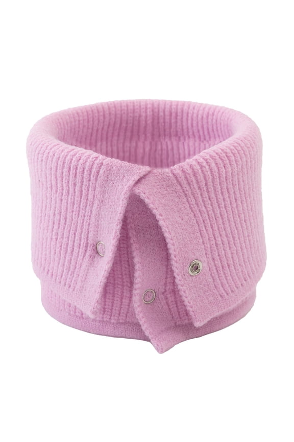 Winter Scarf for Men and Women Wool Bib Double Thick Knit Ring Warm Windproof Pink One Size