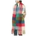 thumbnail image 1 of SUXIAN Winter Scarf for Women Fringed Thick Plaid Warm Shawl Red One Size, 1 of 3