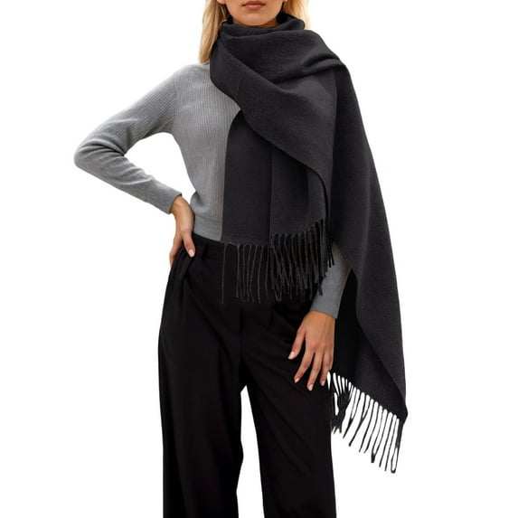 SUXIAN Winter Scarf for Women Soft Cozy Thick Wrap Shawl Elegant Black One Size