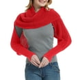 thumbnail image 1 of SUXIAN Winter Scarf for Women Solid Color Knitted Wrap Crochet Thick with Sleeve Cape Red One Size, 1 of 4