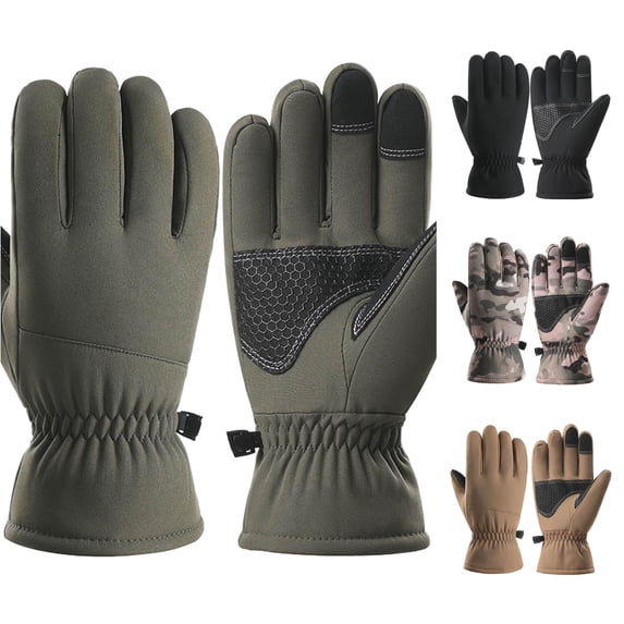 SUXIAN Winter Sports Gloves Couples Winter Outdoor Skiing Cycling Thick Thermal Windproof Cold Weather Gloves Army Green M