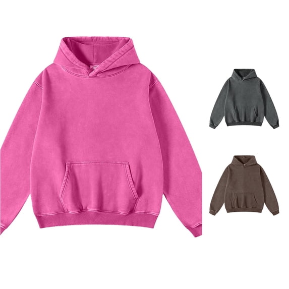 SUXIAN Women Hoodies Distressed Oversized Washed Long Sleeve Casual Streetwear Hooded Sweatshirt Women XL