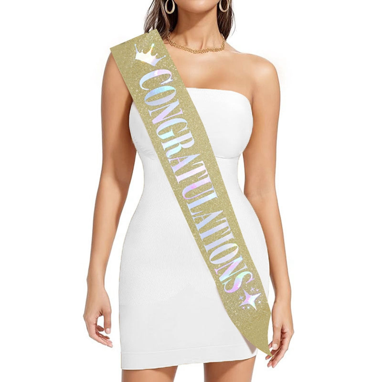 Pretty Graduation Sashes SUXIAN Women's Graduation Sash for with Satin Design Gold One Size ...