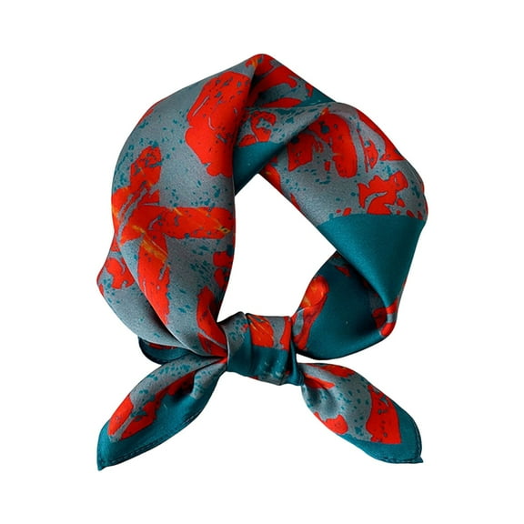 UJNDER Women's Scarf Silk Small Square Printed for Neck Wrap Brick Red One Size
