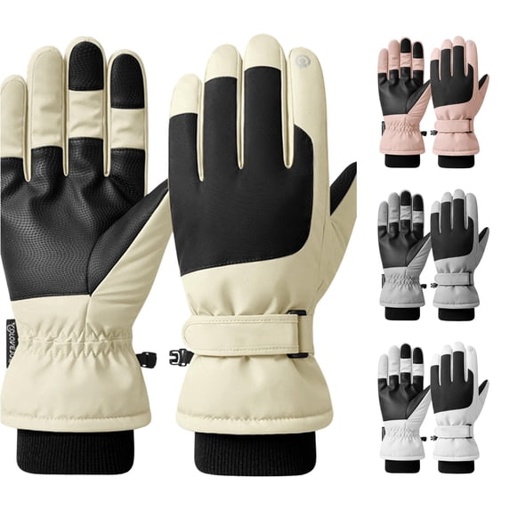 SUXIAN Women's Ski Gloves Winter Warm Riding Touchscreen - Outdoor Ski Gloves Beige One Size