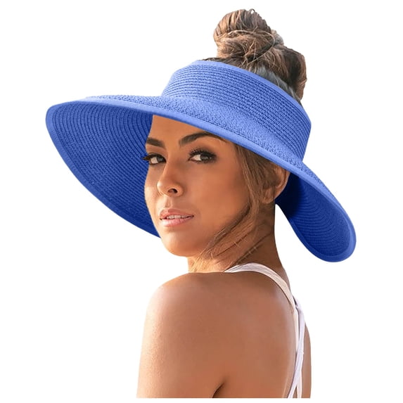 UJNDER Womens Sunshade Hat Korean Edition Big Sunscreen Foldable Accessory for Outdoors for Beach and Travel Blue