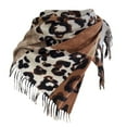 thumbnail image 1 of SUXIAN Women's Winter Scarf Leopard Print Imitation Wool with Fringe Coffee_#2 One Size, 1 of 8