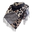 thumbnail image 1 of SUXIAN Women's Winter Scarf Leopard Print Imitation Wool with Fringe Grey_#2 One Size, 1 of 7