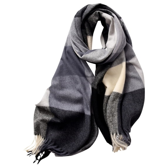 UJNDER Women's Winter Scarf Plaid Blanket Warm Long Elegant Dark Gray One Size
