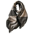 thumbnail image 1 of UJNDER Women's Winter Scarf Plaid Blanket Warm Long with Fringe Black One Size, 1 of 4